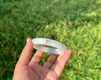 Brazalete grande de jadeíta 100% natural de grado A, color verde hielo, 61,2 mm H20