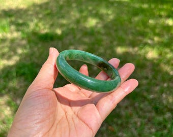 Genuine Green Nephrite Jade 55.5mm Bangle Bracelet H68 3