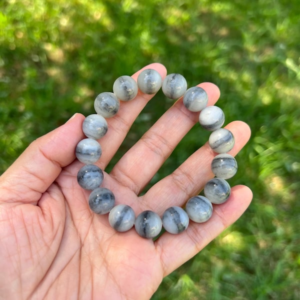 Echte Qinghua-nefrietjade 11,8 mm kralenarmband H004 c