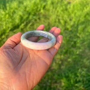 XS Icy Lavender Green 100% Natural Grade A Jadeite Jade Bangle