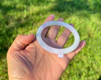XXL 63.4 mm 天然グリーンネフライト翡翠バングルブレスレット B729 6