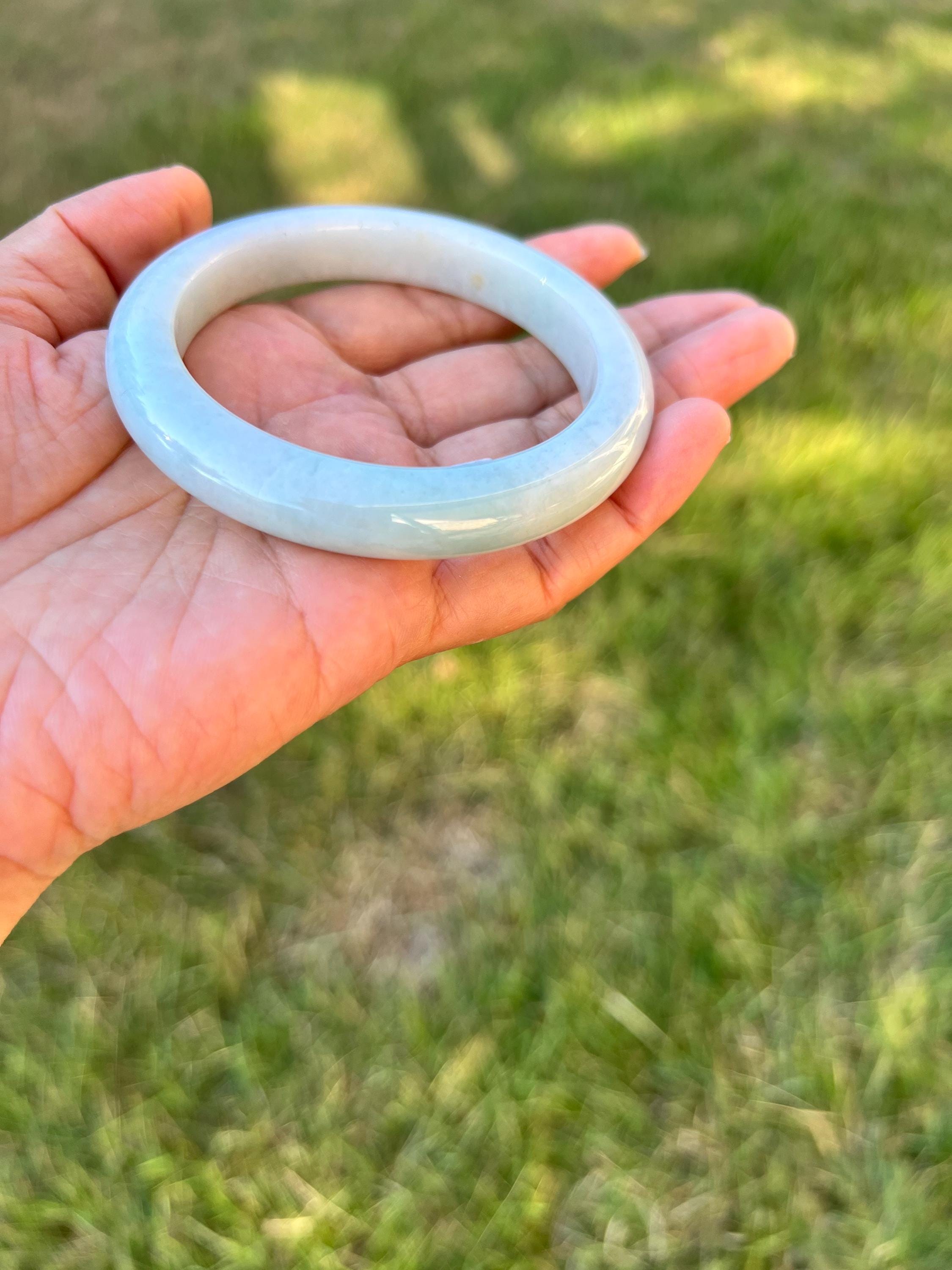 上質なグリーン100%天然グレードA翡翠バングルブレスレット 59.2mm