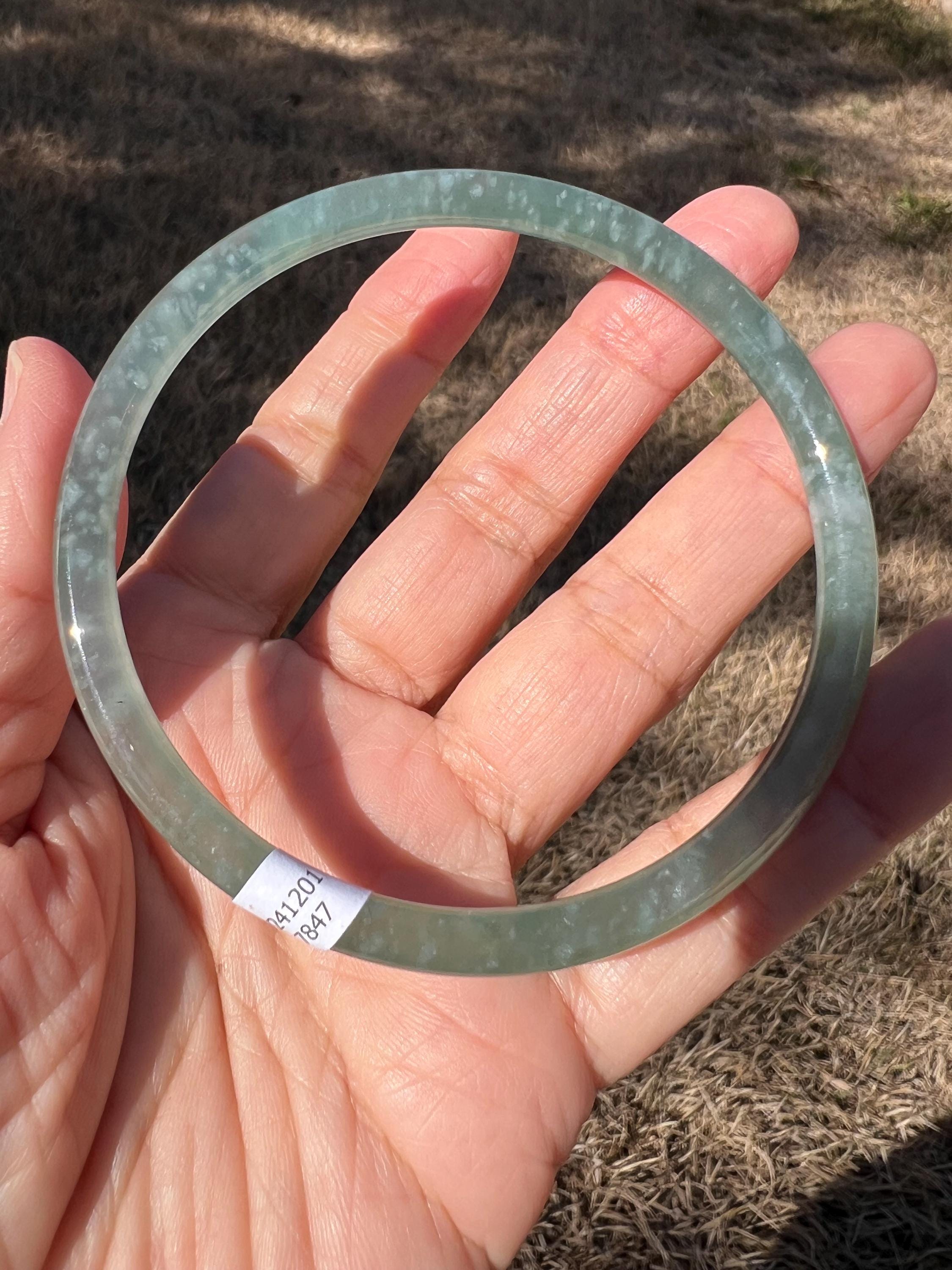 XXL 66mm Guatemala Jadeite Jade 100% Natural Grade A Bangle Bracelet A874