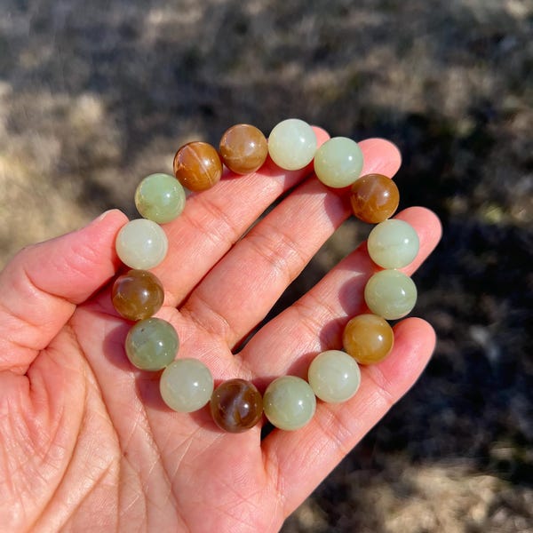 Multicolor Nephrite Jade 12mm Bead Bracelet B942 d1