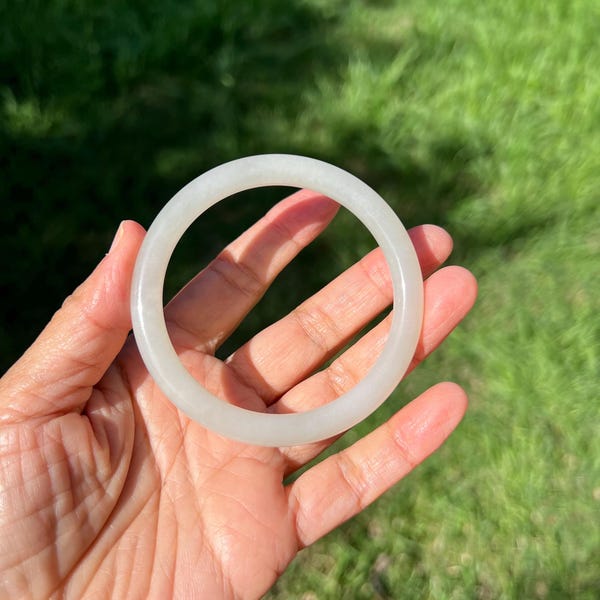 Echte witte nefrietjade-armband van 56,5 mm H263