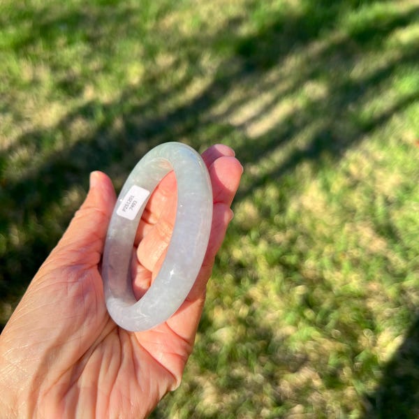 Icy Green Lavender 100% Natural Grade A Jadeite Jade 57.5mm Bangle Bracelet B907