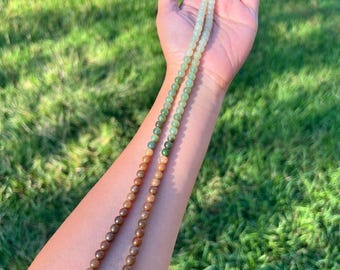 Echte grünbraune Nephrit-Jade-Perle, 6 mm, 62 cm lange Halskette H319 c