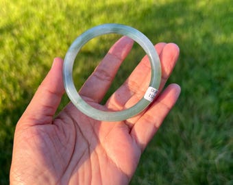 Very Icy Green 100% Natural Grade A Jadeite Jade 55.8mm Bangle Bracelet H357