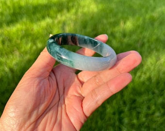 Translucent Green 100% Natural Grade A Jadeite Jade Bangle Bracelet 55.2mm H218