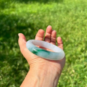 Green 100% Natural Grade A Jadeite Jade Bangle Bracelet 57.6mm H210