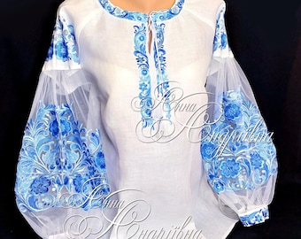 Leinenbluse/Leinenbluse/Frauenbekleidung/Vyshyvanka/Bauernbluse/Boho Style/Besticktes Hemd/Boho Bluse/Ukrainische Kleidung/Durchbrochen vyshyvanka.