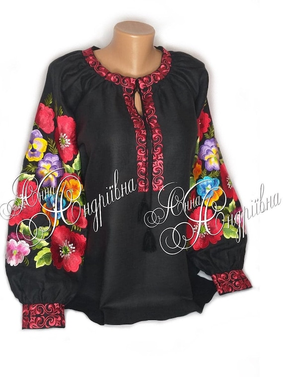 Embroidery Linen Blouse Summer Blouse Boho Embroidered Etsy