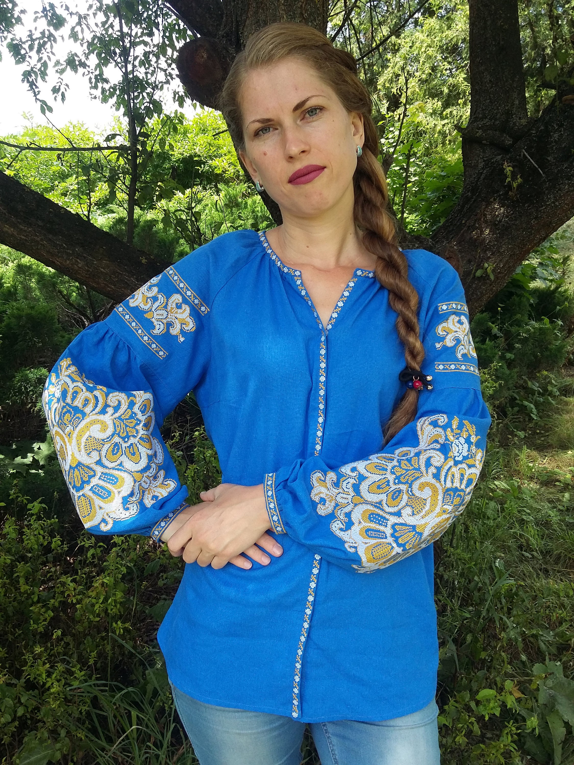 Ukrainian Linen blouse vyshyvanka/Linen Vyshyvanka/Peasant Etsy