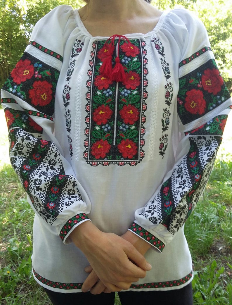 Ukrainian blouse vyshyvanka/ Ukrainian embroidery/ Peasant Etsy