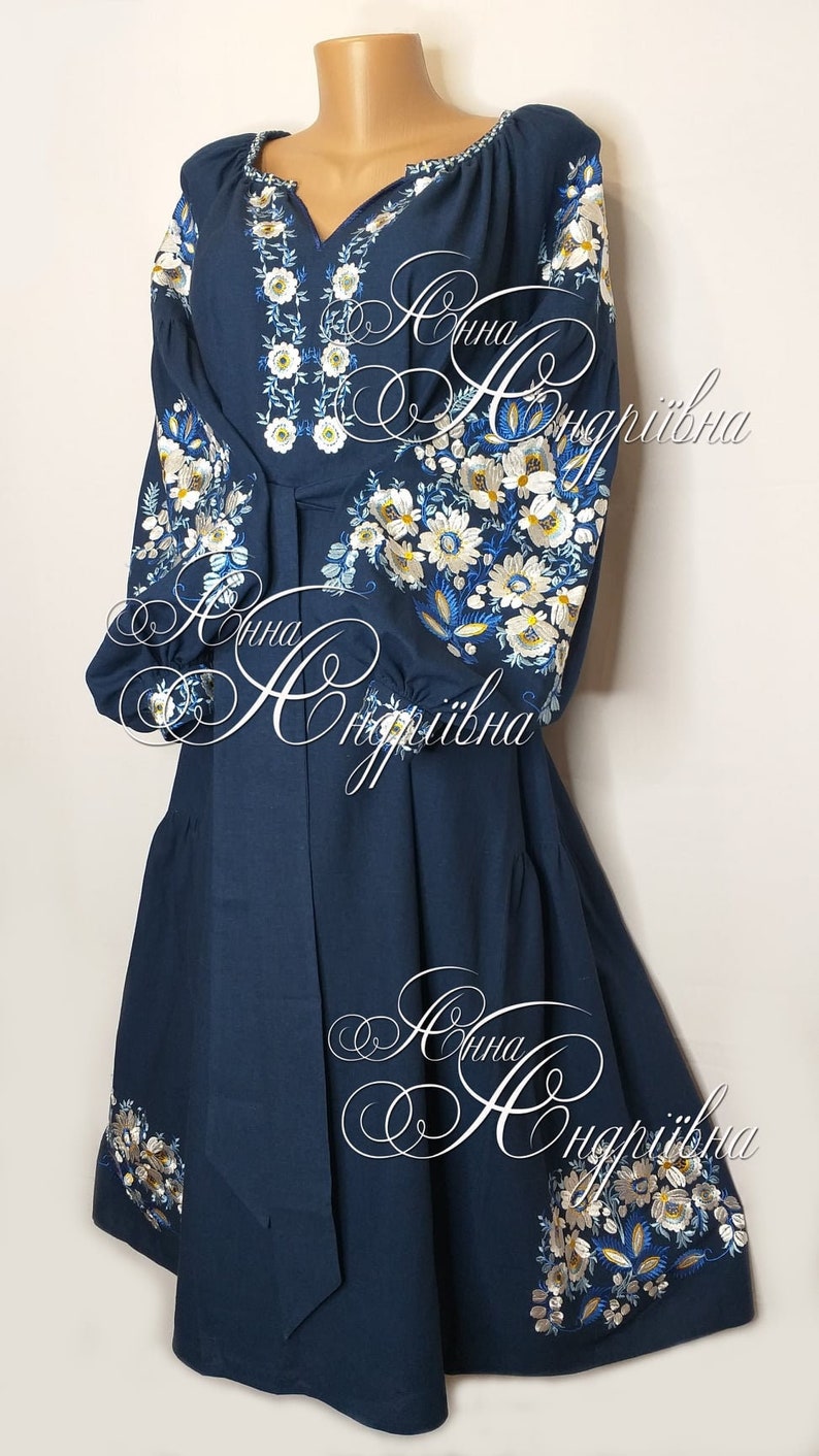 Embroidered Linen Dress Dress Ukrainian Embroidery Boho Etsy