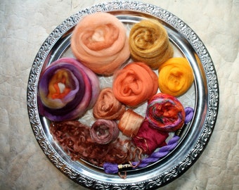 80 gr Material - Package Wool / Silk - Arabica - for spinning and felting and many other creative projects