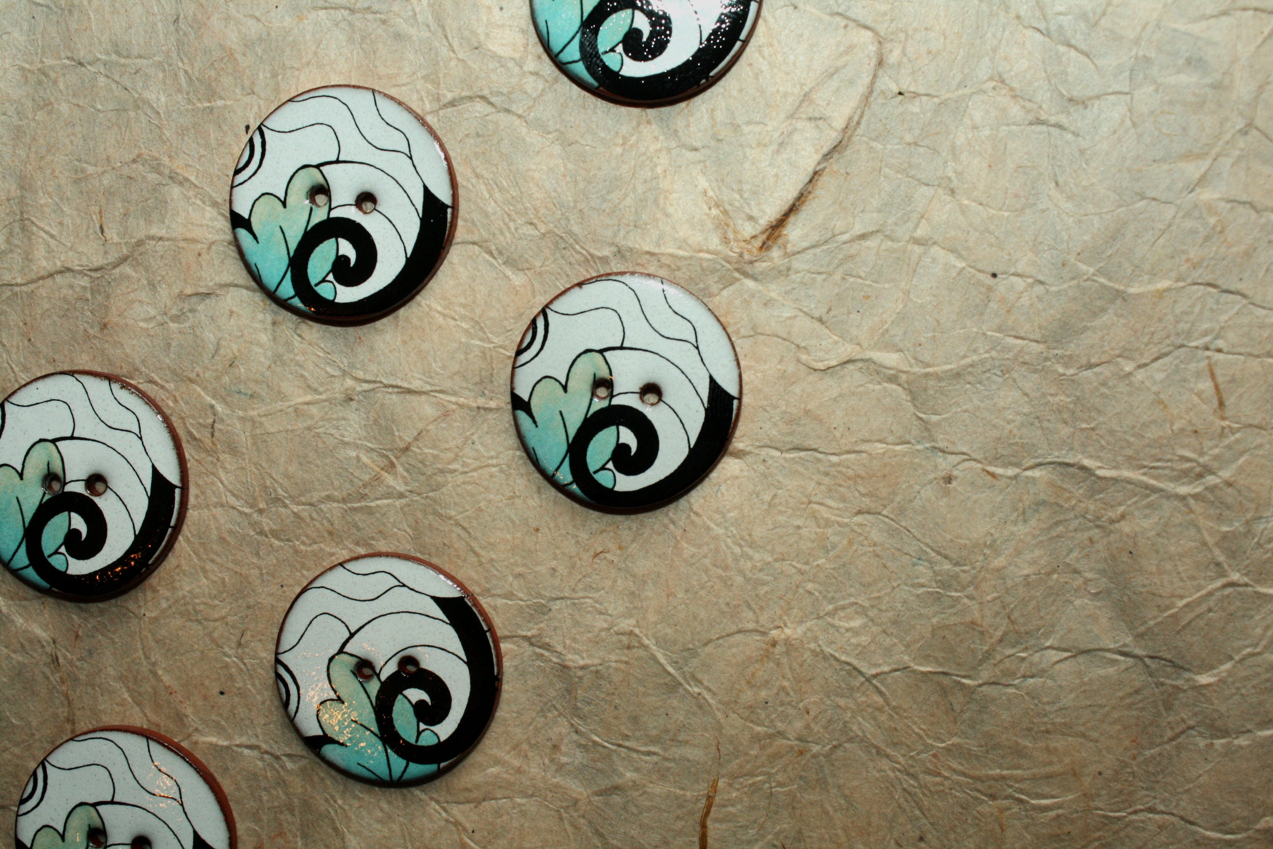 018 Ceramic Button 26 Mm Handmade With Abstract Design Etsy UK