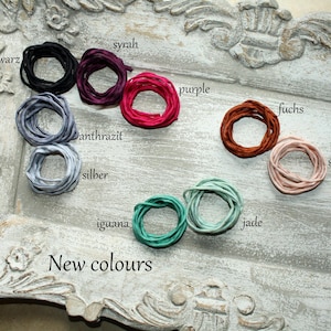 MORE COLORS - Hand-dyed silk ribbons - Silk ribbon / silk cord Ponge 05 Habotai silk ...... approx. 100 cm long