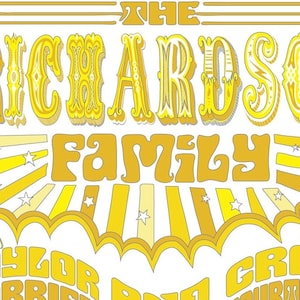 El Andy. Familia personalizada personalizable Fillmore Grateful Dead, portada del álbum, retro vintage 60's 70's psicodélico, letras tipográficas