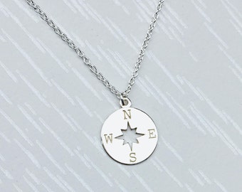 Compass Necklace, Sterling silver necklace, Travel jewellery, Wanderlust necklace, Graduation gift
