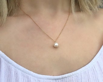 Freshwater Pearl Necklace, Gold pearl necklace, Pearl drop, Pearl necklace, Bridesmaid Necklace, Minimalist, Dainty necklace, Bridal, June