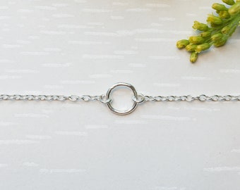 Bracelet Karma Circle, Bracelet en argent sterling, Bracelet Circle, Bracelet d'amitié, Bracelet De connexion, Bracelet d'éternité, Cadeau