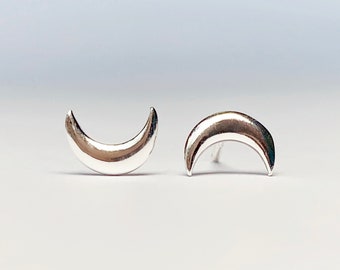 Crescent Moon Studs Sterling Silver, Moon Earrings, Moon studs, 925 Sterling silver studs, Half moon earrings, Luna moon, Minimalist, Gift