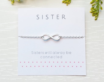 Sister Bracelet Gift, Sterling silver infinity bracelet, Gift for sister, Bracelet for sister, Birthday present, Infinity bracelet