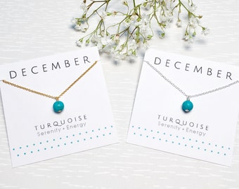 December Necklace, Turquoise necklace, December birthstone necklace, Gemstone necklace, Blue Green, Sterling silver, December Birthday Gift