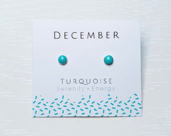 December Birthstone Earrings, Turquoise Earrings, Sterling Silver, Turquoise Birthstone, Turquoise Studs, Sagittarius Gift, Birthday