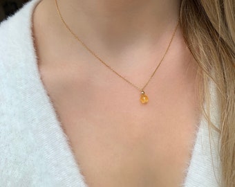 Citrine Necklace, Gold Citrine Necklace, Sterling Silver Citrine Necklace, Small Citrine Crystal, Yellow Citrine Jewellery, Yellow Crystal