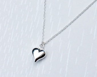 Heart Necklace Sterling Silver, Love pendant, Dainty necklace, Heart necklace, Silver necklace, Layering, Love heart, Gift for her