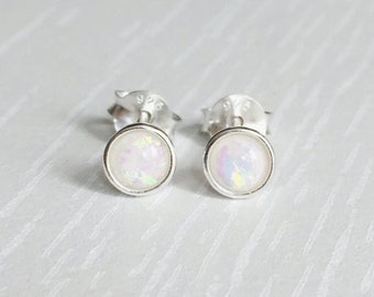 Opal Stud Earrings, White opal earrings, Opal Studs, 925 Sterling silver, White studs, October birthstone, Small studs, Opal Jewelry, Gift