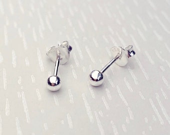 Small Sterling Silver Stud Earrings, 3mm Tiny studs, Plain small earrings, Ball studs, Round studs, Silver studs, Small studs, Minimal