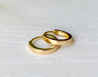 Tiny Gold Huggies, Small Hoop Earrings, Gold Hoops, Tiny hoops, Plain Hoops, Dainty Huggie Earrings, Mini