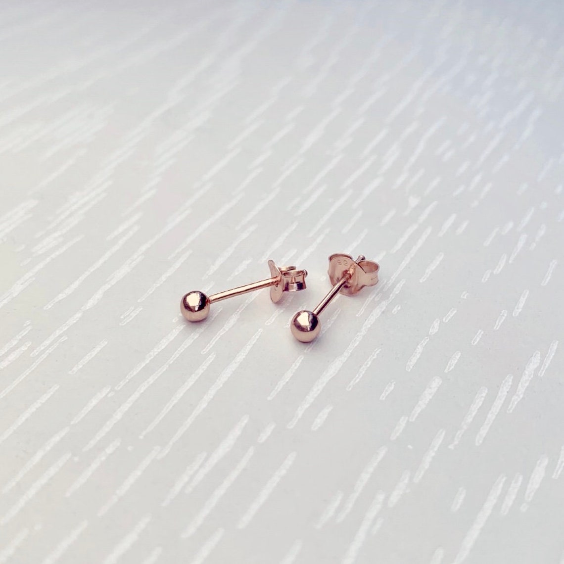 Small Rose Gold Stud Earrings Ball Stud Earrings Rose Gold Etsy