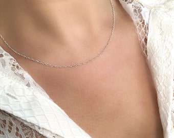 Plain Chain Necklace, Sterling Silver Chain, Plain Silver Chain, Simple Chain Necklace, Layering, Classic Necklace, Choker, Chain Only