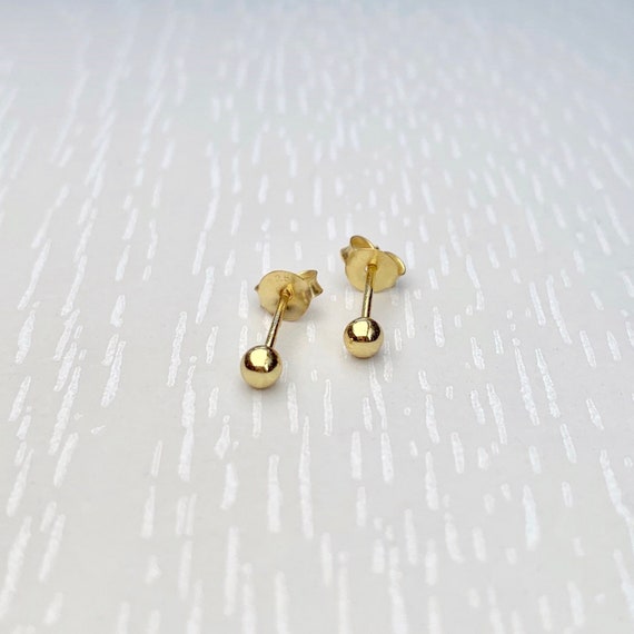 Plain Round Gold Earrings - Saffron 18ct Gold Vermeil Hammered Stud