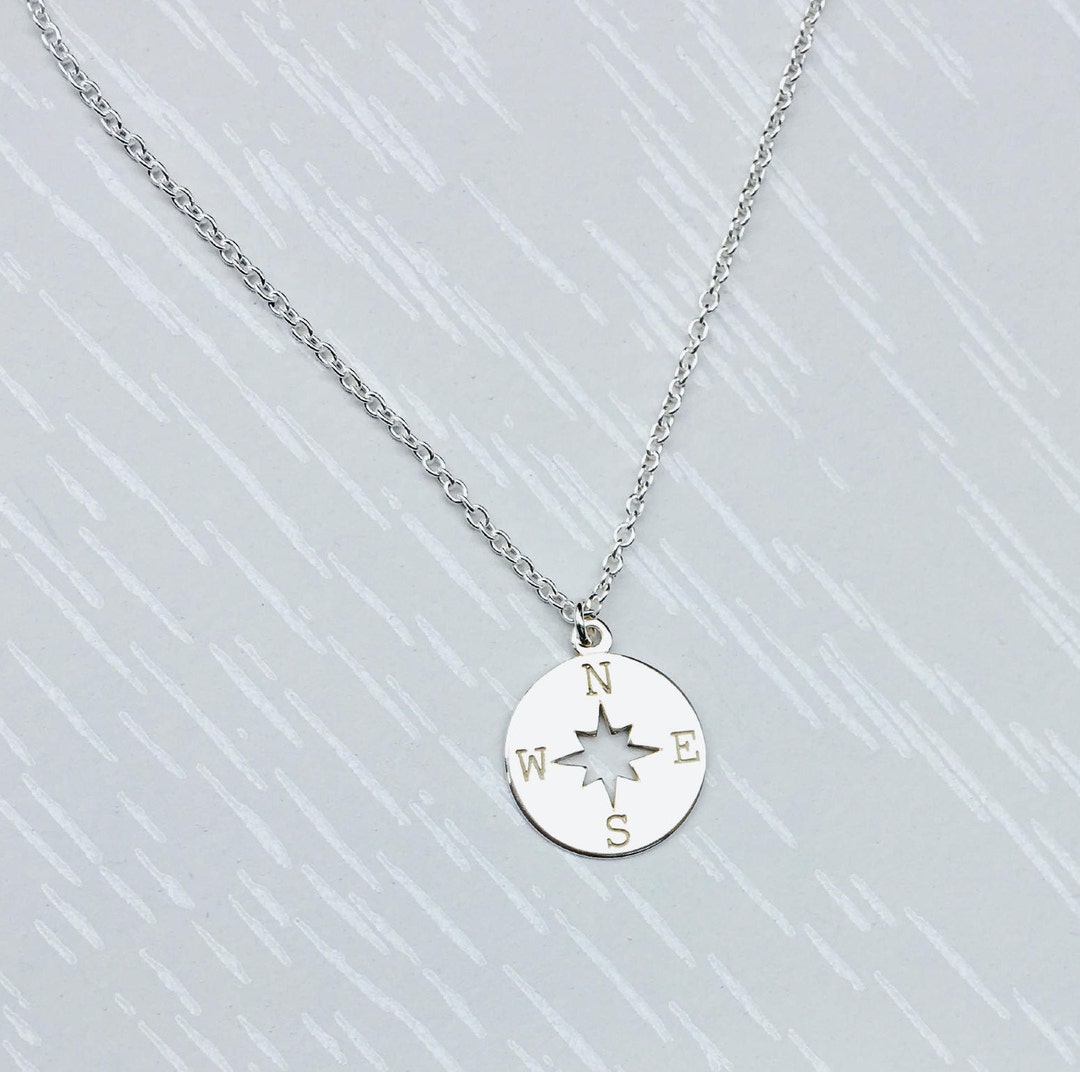 Compass Necklace, Sterling Silver Necklace, Travel Jewellery