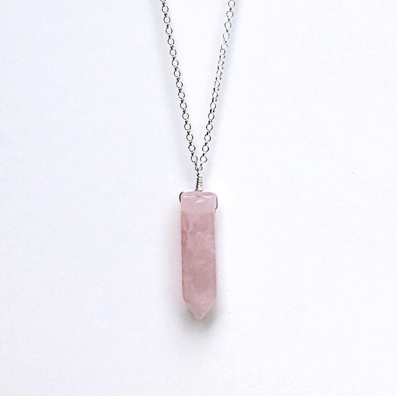 Rose Quartz Bullet Necklace Sterling Silver Rose Quartz - Etsy