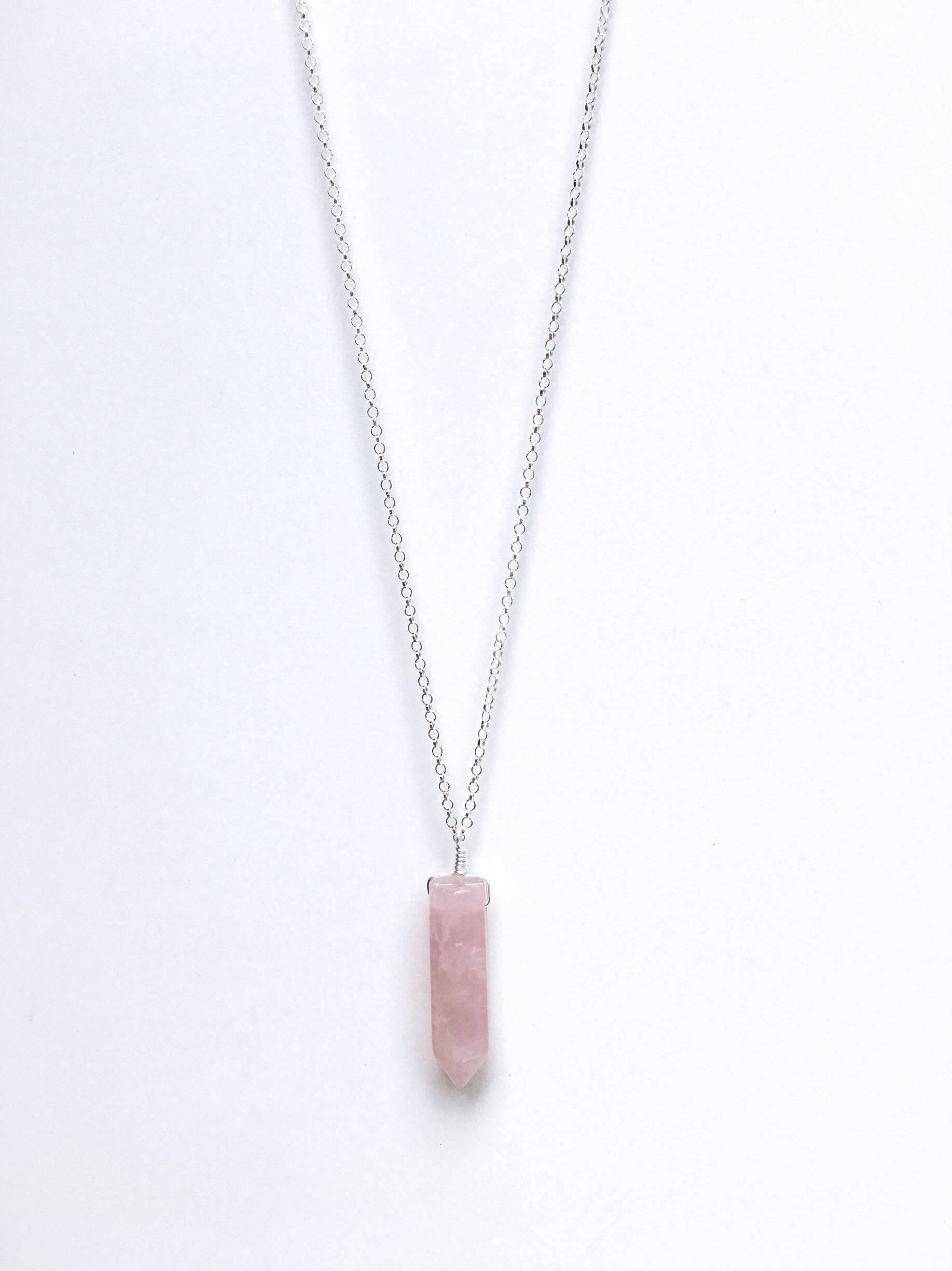 Rose Quartz Bullet Necklace Sterling Silver Rose Quartz - Etsy