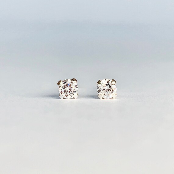 Diamond Studs Cubic Zirconia Stud Earrings Cz Tiny Diamond Etsy