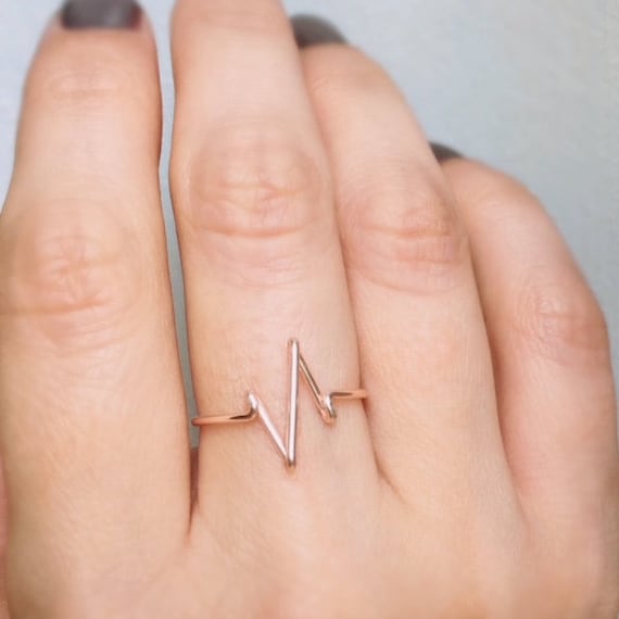 Heartbeat Rose Gold Ring, Pulse ring, Love ring, Heartbeat ring, Rose gold ring, Pulse rose gold ring, Valentine's gift, Adjustable ring