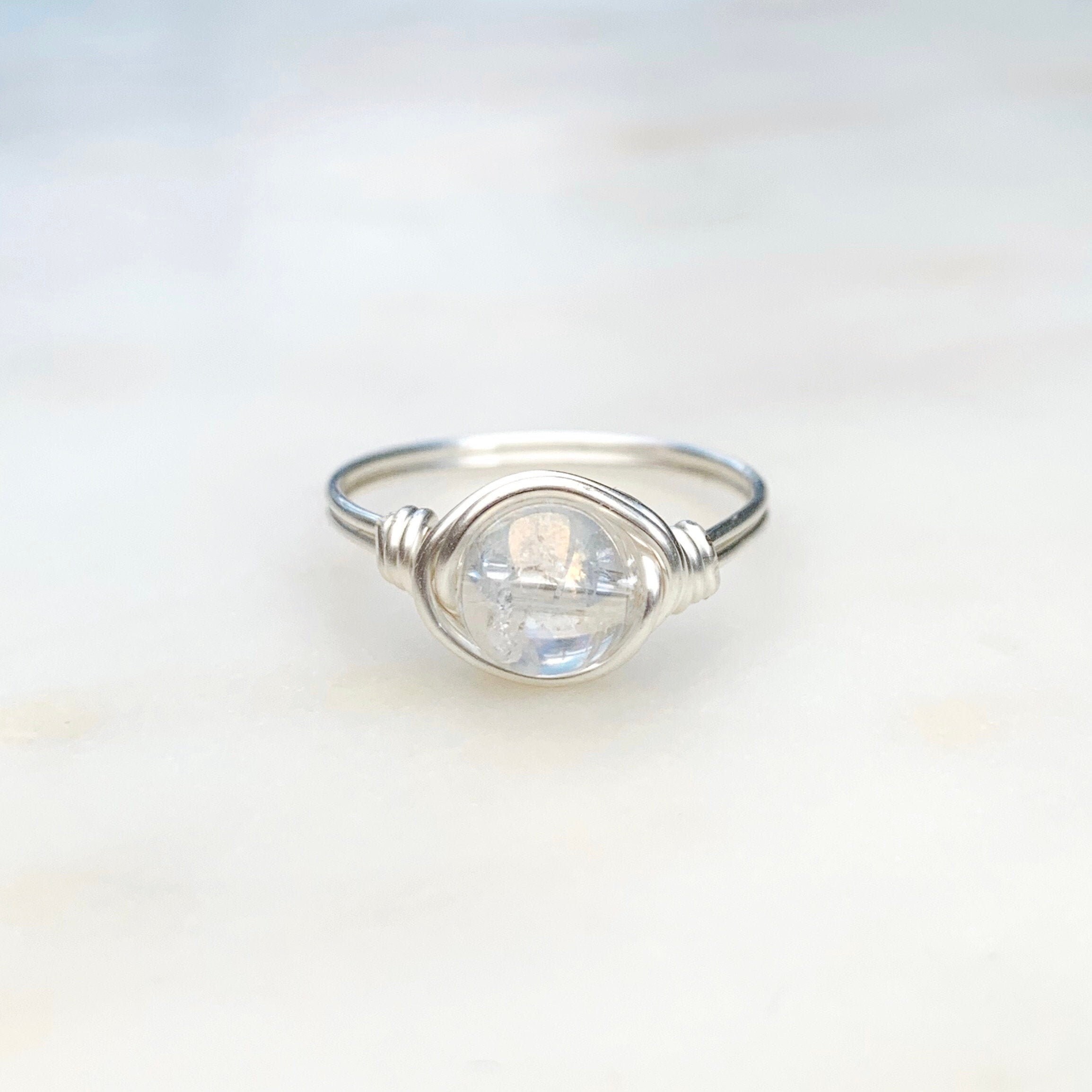 Clear Quartz Ring Sterling Silver Silver Crystal Ring Wire Etsy