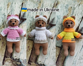 Knitted crochet cute Bears, cotton bear, gift for christmas, gift for holiday, amigurumi toys