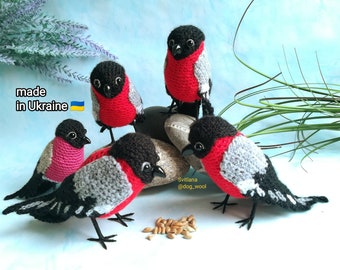 Bullfinch amigurumi toys, crochet bird Colorful toy, cute small bullfinch, easter decor