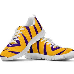 Tigers Sneakers Ladies Shoes, Purple Gold Shoes, Tigers Shoes image 1