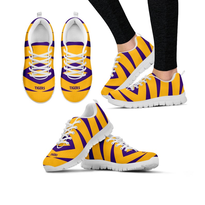 Tigers Sneakers Ladies Shoes, Purple Gold Shoes, Tigers Shoes image 3