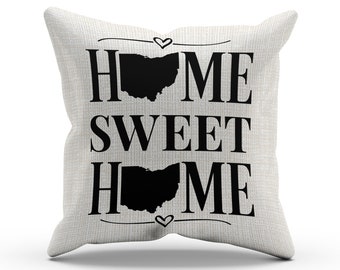 OHIO Home Sweet Home Throw Pillow, Home Sweet Home Ohio, Faux Suede Square Pillow With Insert, Buckeye State, Ohio state