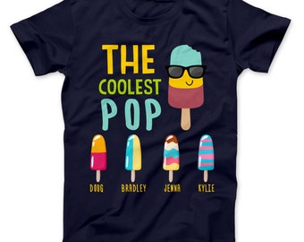 The Coolest Pop Custom T-Shirt, Dad Gift, Father's Day, Personalized With Kids Names, Makes a great Father's Day Gift for The Coolest Papa